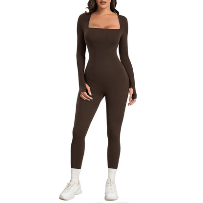 Elevate Your Workout with the Sese Code Women's Ribbed Long Sleeve Yoga Jumpsuit