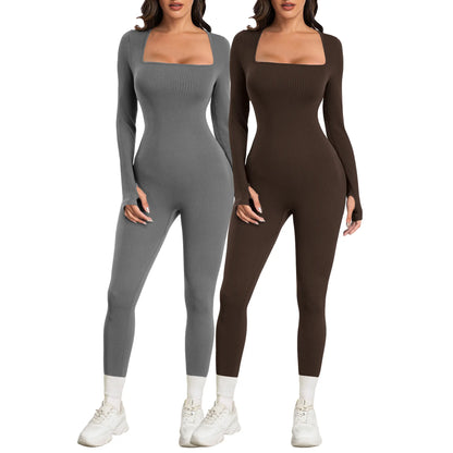 Elevate Your Workout with the Sese Code Women's Ribbed Long Sleeve Yoga Jumpsuit