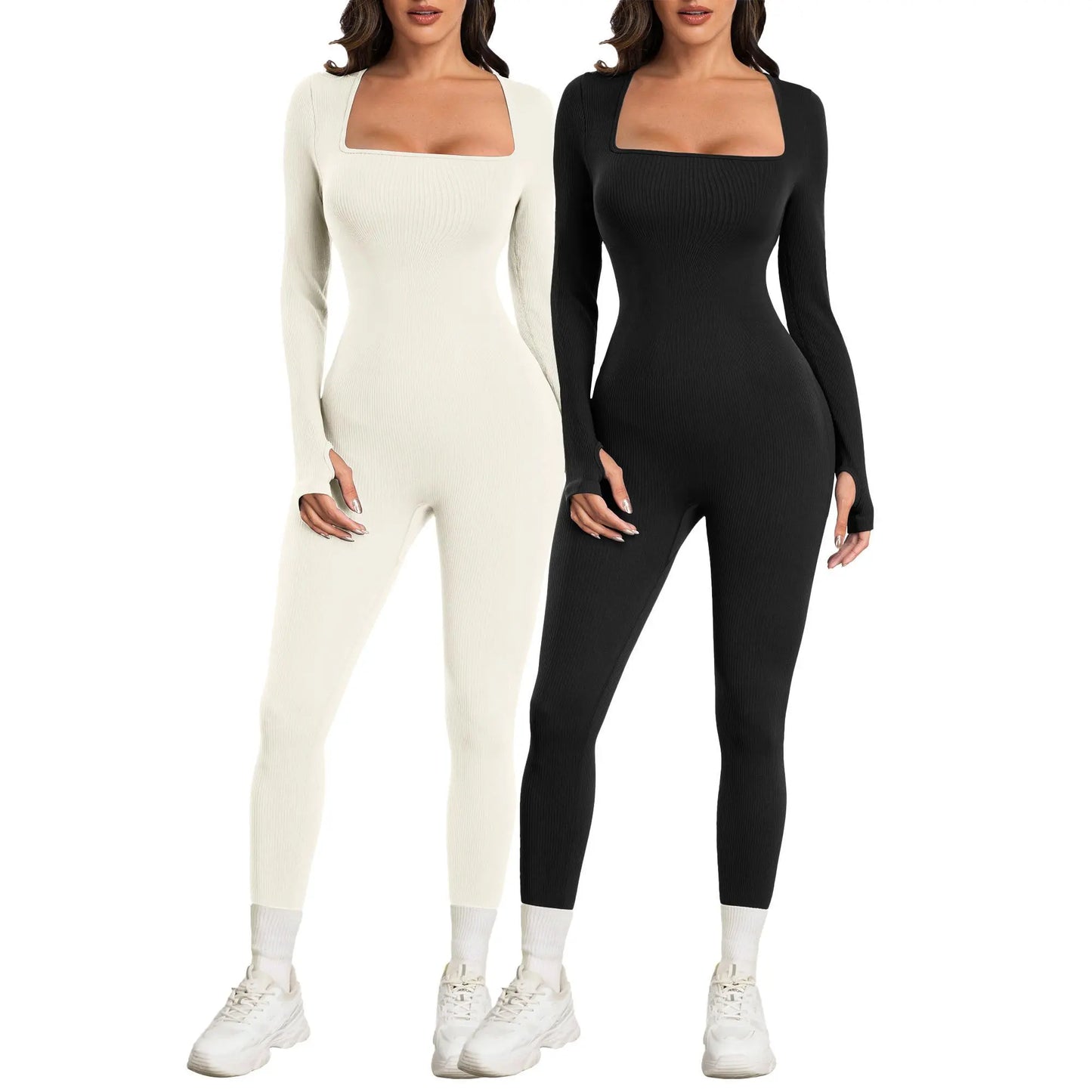 Elevate Your Workout with the Sese Code Women's Ribbed Long Sleeve Yoga Jumpsuit