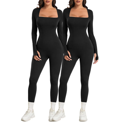 Elevate Your Workout with the Sese Code Women's Ribbed Long Sleeve Yoga Jumpsuit