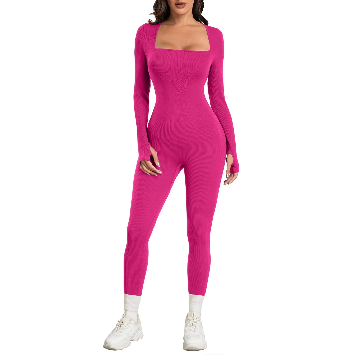 Elevate Your Workout with the Sese Code Women's Ribbed Long Sleeve Yoga Jumpsuit
