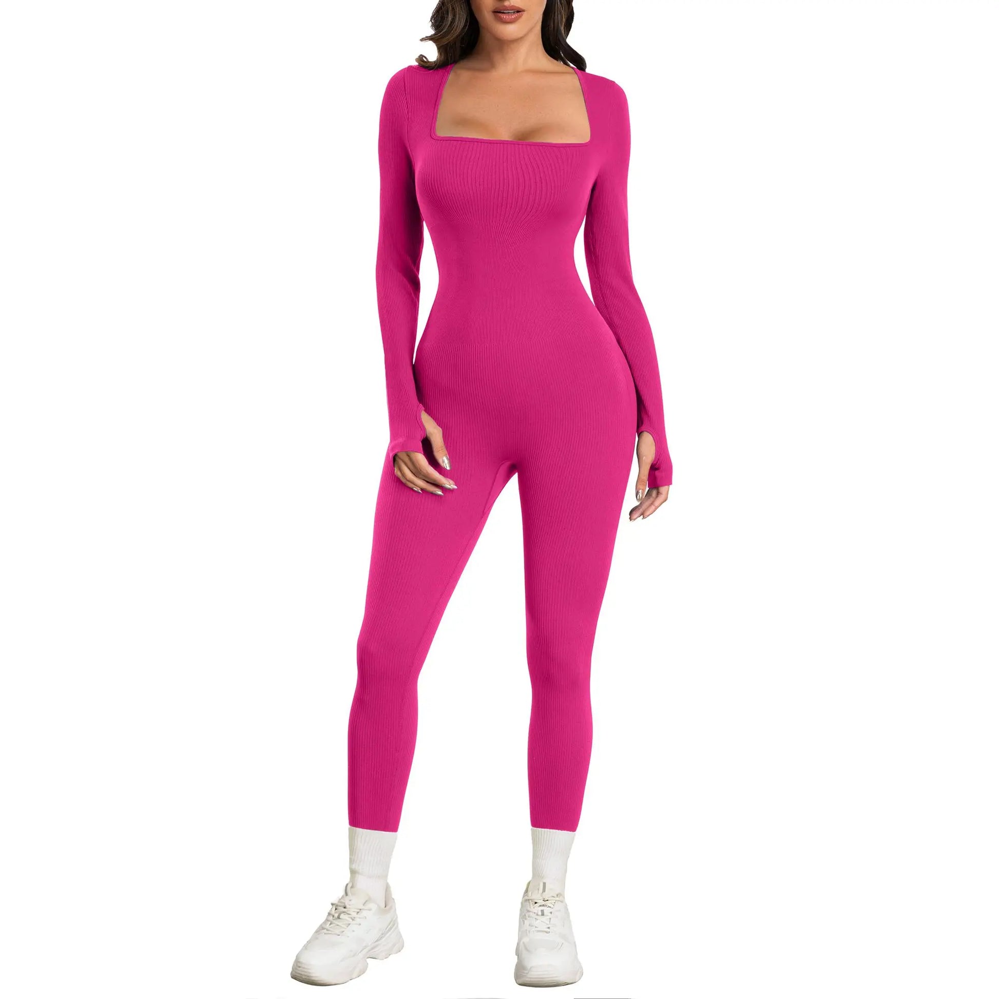 Elevate Your Workout with the Sese Code Women's Ribbed Long Sleeve Yoga Jumpsuit