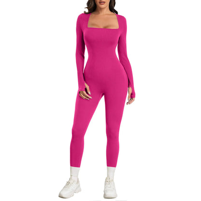 Elevate Your Workout with the Sese Code Women's Ribbed Long Sleeve Yoga Jumpsuit