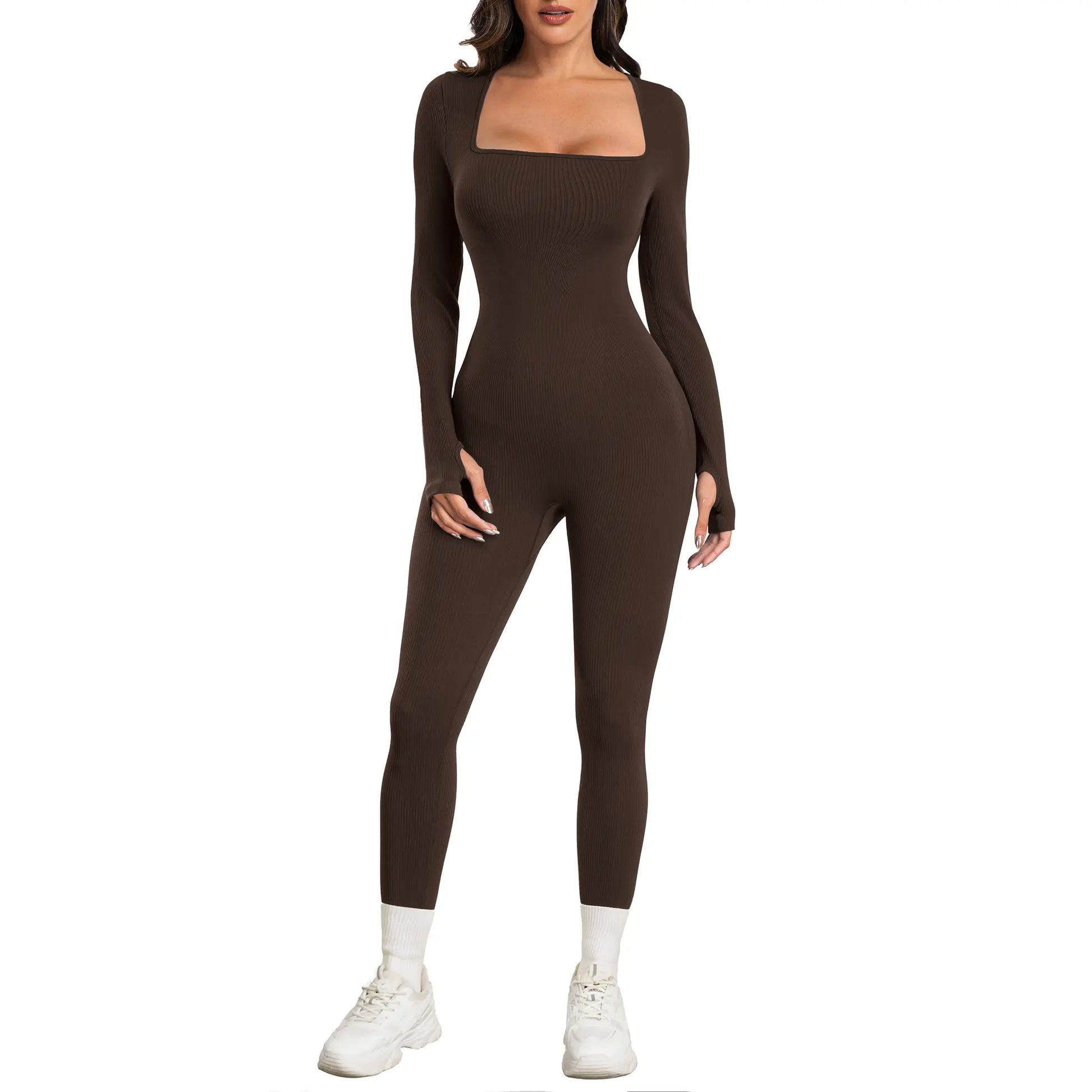 Elevate Your Workout with the Sese Code Women's Ribbed Long Sleeve Yoga Jumpsuit