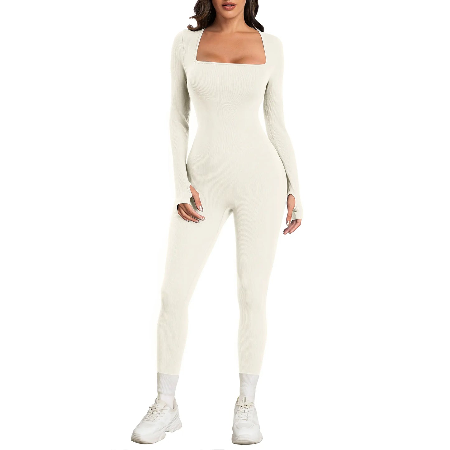 Elevate Your Workout with the Sese Code Women's Ribbed Long Sleeve Yoga Jumpsuit