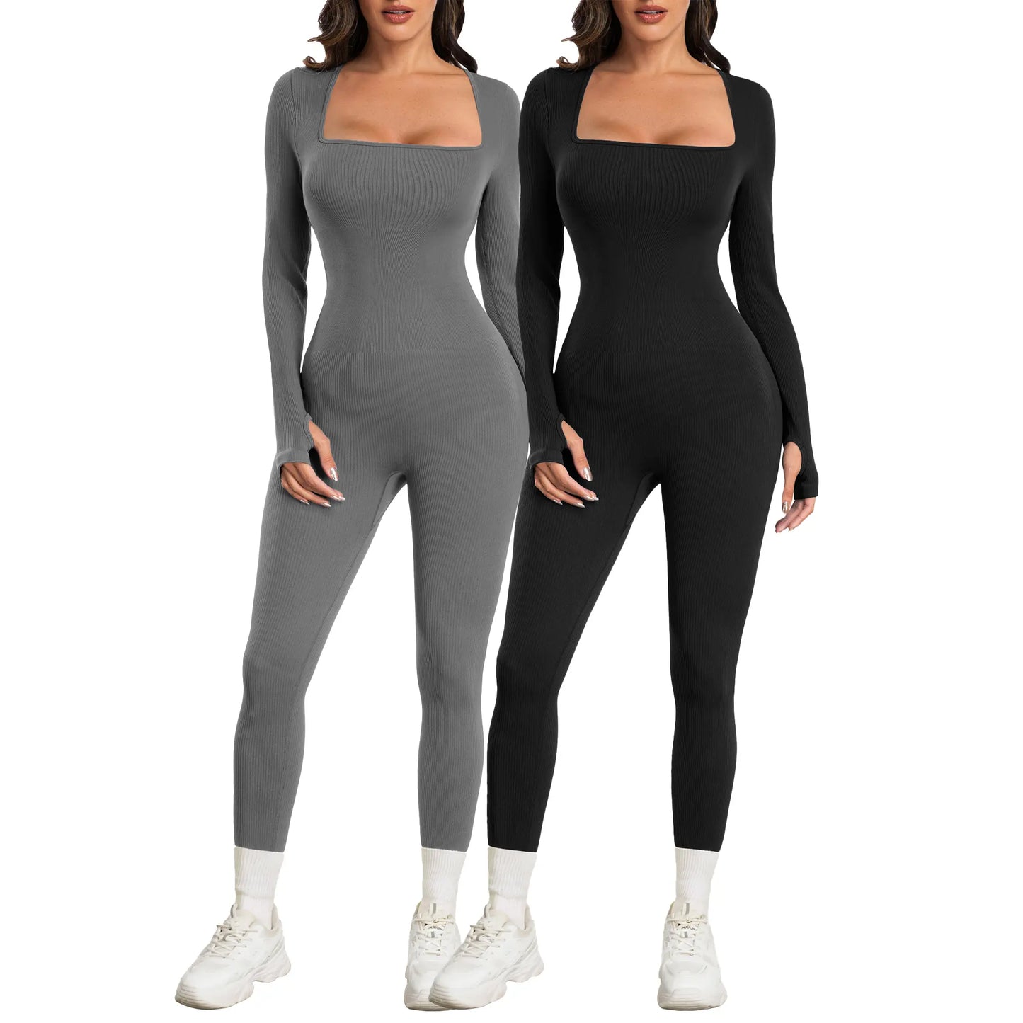 Elevate Your Workout with the Sese Code Women's Ribbed Long Sleeve Yoga Jumpsuit