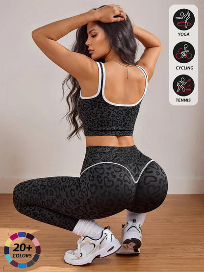 Elevate Your Workout with Our Women's 2-Piece Sportswear Set - Stylish Sports Vest and High-Waisted Tight Pants for Ultimate Comfort and Performance