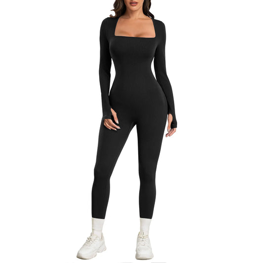 Elevate Your Workout with the Sese Code Women's Ribbed Long Sleeve Yoga Jumpsuit