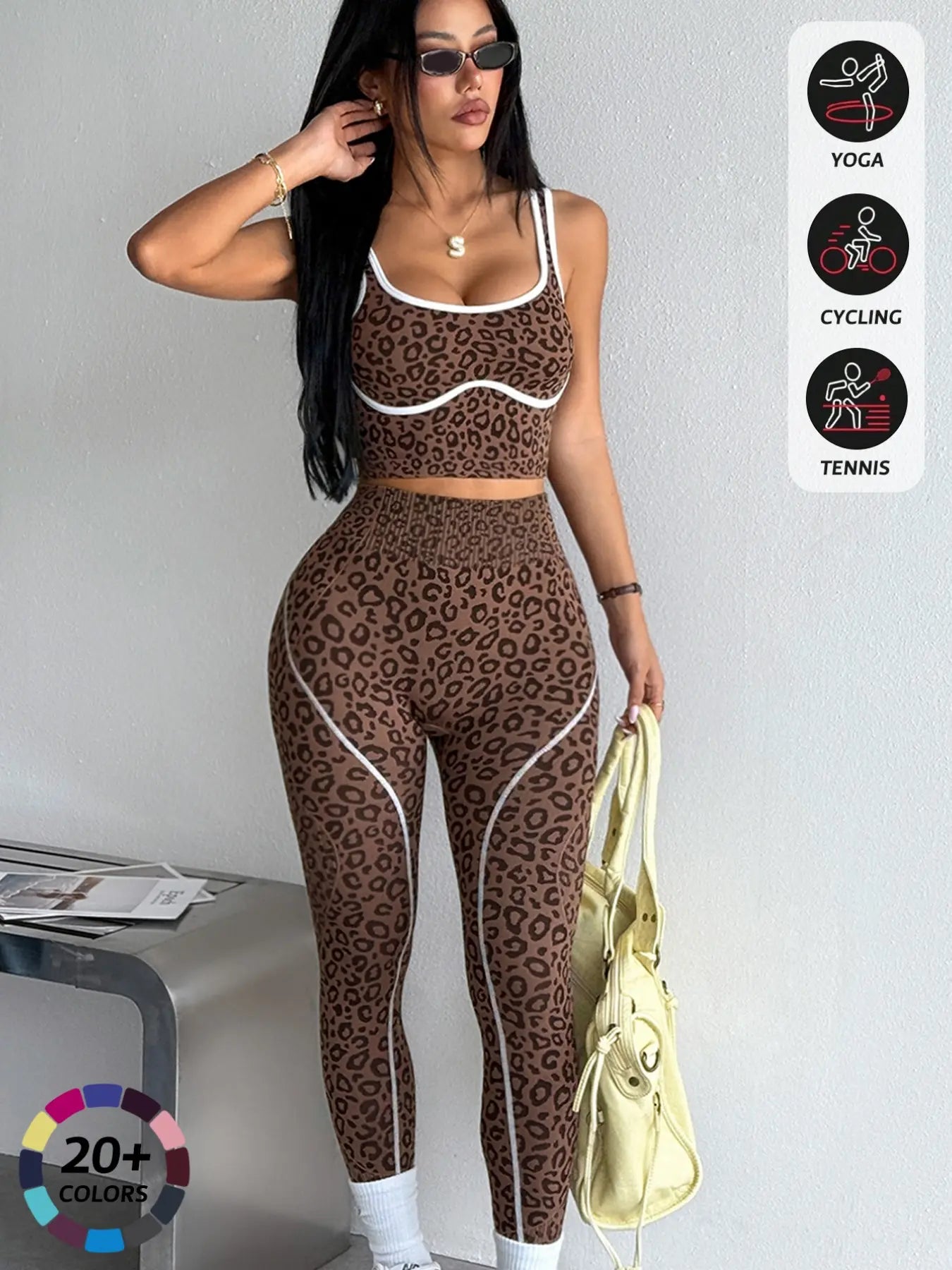 Elevate Your Workout with Our Women's 2-Piece Sportswear Set - Stylish Sports Vest and High-Waisted Tight Pants for Ultimate Comfort and Performance