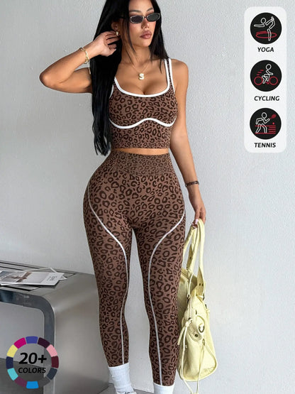 Elevate Your Workout with Our Women's 2-Piece Sportswear Set - Stylish Sports Vest and High-Waisted Tight Pants for Ultimate Comfort and Performance