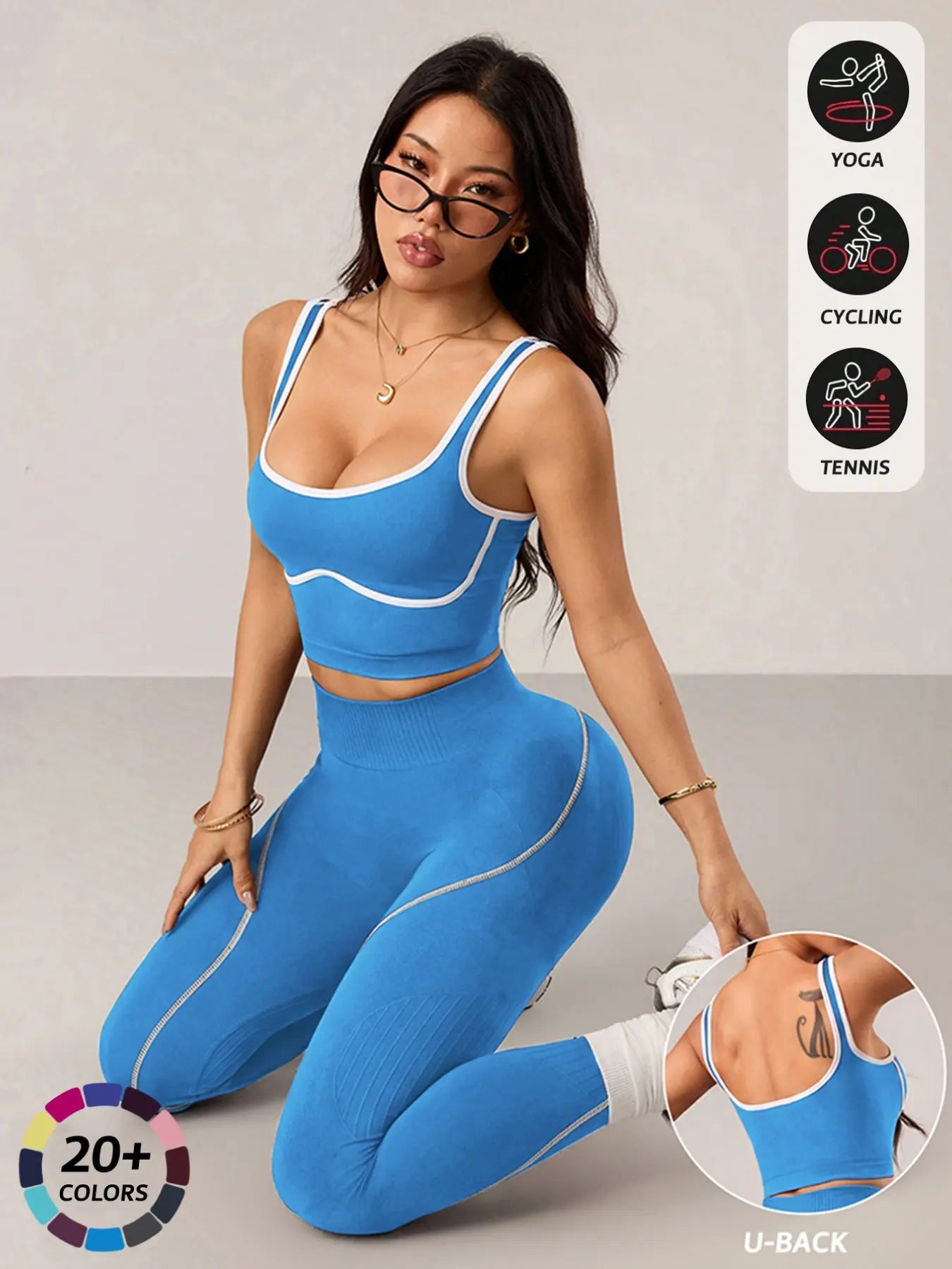 Elevate Your Workout with Our Women's 2-Piece Sportswear Set - Stylish Sports Vest and High-Waisted Tight Pants for Ultimate Comfort and Performance