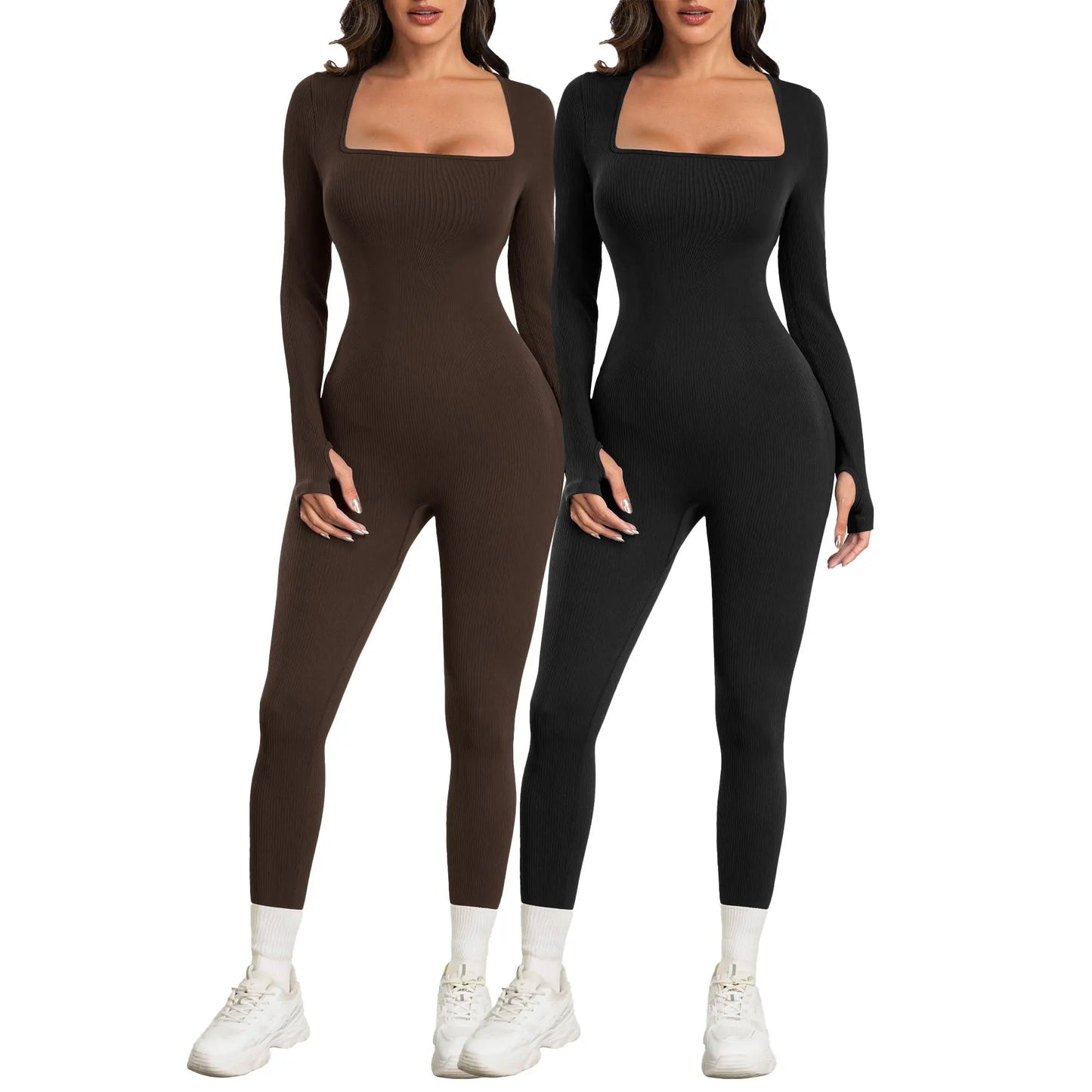Elevate Your Workout with the Sese Code Women's Ribbed Long Sleeve Yoga Jumpsuit
